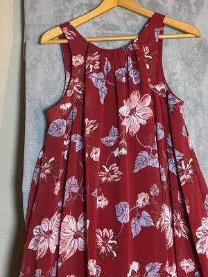 Free People Maxi‎ milkmaid Dress Medium Red Floral Fairy Whimsical Dress Boho thumbnail 6
