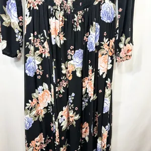 Torrid‎ Plus Sz 2X Maxi Dress Off Shoulder Black Floral Smocked Bell Sleeve 1214 thumbnail 7