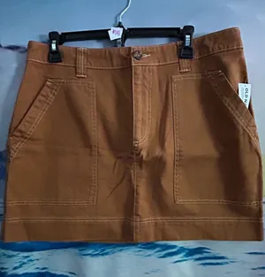 Old Navy Copper-Brown Utility Mini Denim Skirt SZ 12 NWT thumbnail 1
