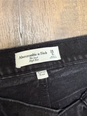 Abercrombie &‎ Fitch the Dad High Rise Black Denim Jeans Asymmetrical Waist 28 thumbnail 3