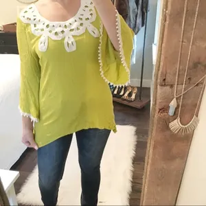 Entro large boho crochet bell sleeve blouse thumbnail 2