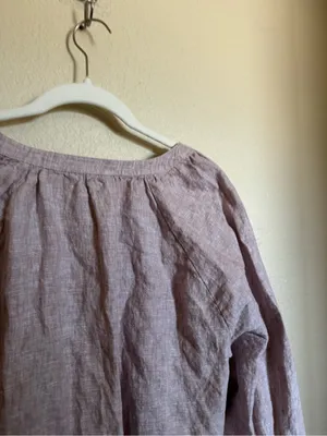 Quince 100% European linen peasant top sz large vintage pink chambray thumbnail 9