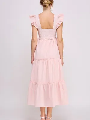 Smocked Ruffle Strap Tiered Midi Dress Medium thumbnail 6