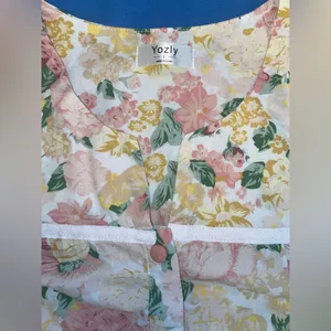 Women's Cottagecore Nightgown Romantic Embroidered Sleepwear Short Sleeve Large thumbnail 10