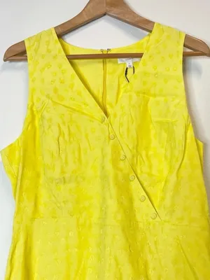 NWT A Loves A Womens Size XS Yellow Button Faux-Wrap Sleeveless Mini Dress NEW thumbnail 3