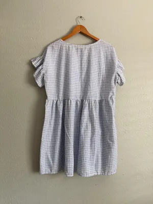 Gingham Dress with Floral Hem thumbnail 3