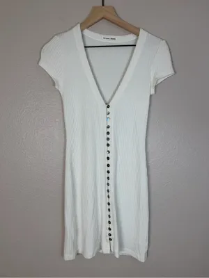 Reformation Ryder Ribbed Mini Dress size Small White $118 thumbnail 7