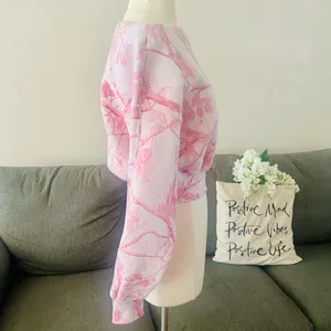Abercrombie & Fitch Light Pink Camo Sunday Off-Shoulder Sweater thumbnail 6