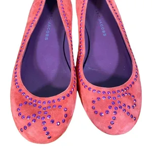 Marc Jacobs Suede Red & Purple Beaded Bow Detail Flats Shoes Women Sz 36 thumbnail 8