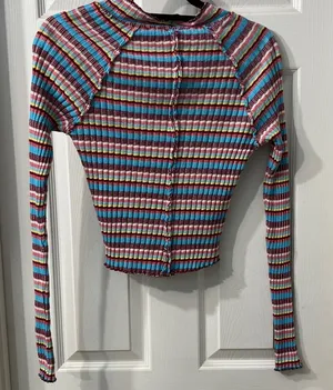 Free People Striped Ribbed Long Sleeve Top Multicolor – NWOT – Size S thumbnail 1