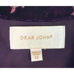 DEAR JOHN Dress Womens XS Purple Velvet Floral Shirt Dress Fairy Witchy‎ Boho thumbnail 3