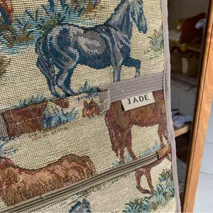 Jade Horse Print Tapestry Rolling Tote Bag Expandable Luggage Bag Folding Wheels thumbnail 4