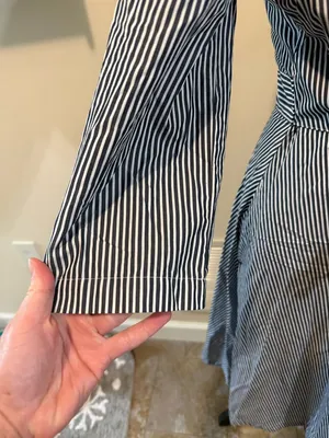 Brooks Brothers | Dark Blue and White Striped Tie-Waist Shirt Dress size 8 thumbnail 7