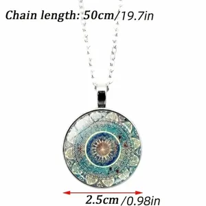Mandala flower time gemstone necklace, bracelet‎ & earrings set, glass pendant thumbnail 3