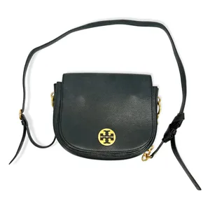 Tory Burch | One Size | Everly Black Pebbled Leather Flap Saddle Bag thumbnail 8