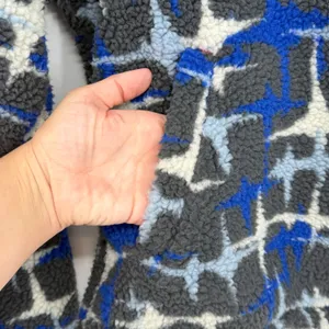 BDG Abstract Blue Grey Star Print Sherpa Fleece 1/4 Zip Pullover Boxy Size L/XL‎ thumbnail 4