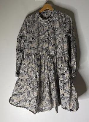 J.CREW‎ Factory Zebra Animal Prit Dress Cotton Lined Safari Fit & Flare M thumbnail 1