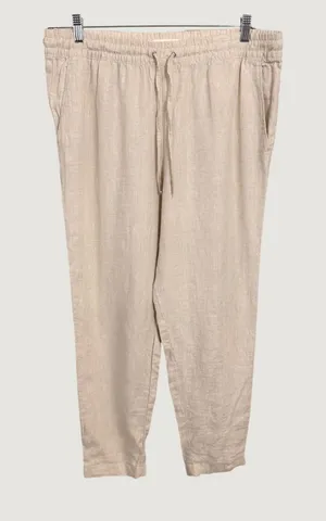 HM LOGG Womens 100% Linen Drawstring Tapered Pants Beige Size 12 0690936 1 thumbnail 1