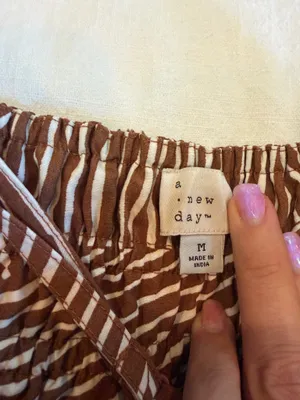 A New Day Target Women’s Medium Brown White Smocked Maxi Dress Striped thumbnail 2