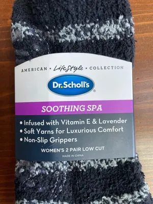 New Dr. Scholl's 2 Pair Black Low Cut Soothing Spa Socks Size 4-10 thumbnail 2