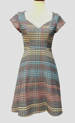 Anthropologie Plaid Fit Flare Dress Fall Hipster Skater Twee Mod Indie Grunge 4 thumbnail 1