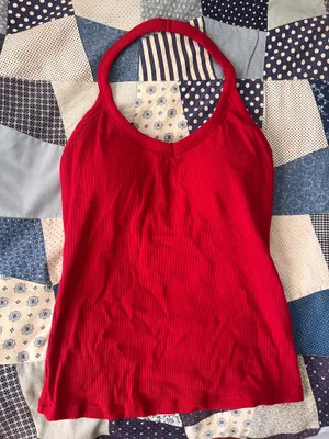 Suuksess Wine Red Ribbed Halter Top thumbnail 1
