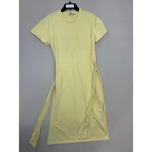 SIMKHAI Sara yellow tie waist T-Shirt Dress Large thumbnail 3