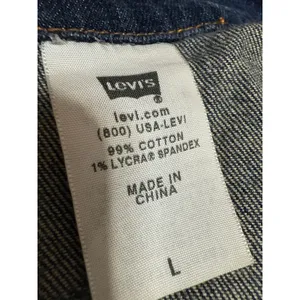 Levi's Blue Dark Wash Distressed Long Sleeve Button Down Denim Jeans Jacket Sz L thumbnail 5