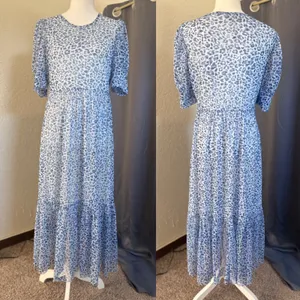 Baum und Pferdgarten Jocelyn Dress Womens Large Blue Leopard Mesh‎ Midi thumbnail 8