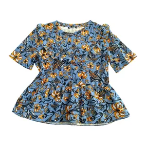 Zara Blue Floral Print Peplum Top thumbnail 2