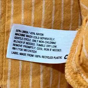 A New Day (M) Striped Button Detail Linen Blend Front Tie Crop Top Tank Shirt thumbnail 10