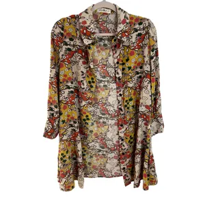 Natural Life Shirt Dress Floral Retro Womens Size Large Orange Cream thumbnail 4