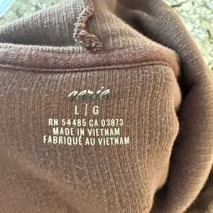 Aerie Ribbed Pullover Hoodie Brown Size Large thumbnail 6