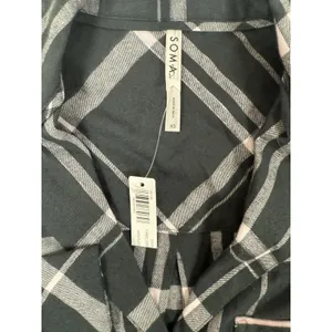 Soma Flannel Long‎ Sleeve Notch Collar Button Up Pajama Top Womens XS Aspen New thumbnail 4