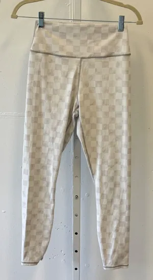 Z Supply Active Womens Medium Checkerboard High Rise Leggings Neutral Watercolor thumbnail 1