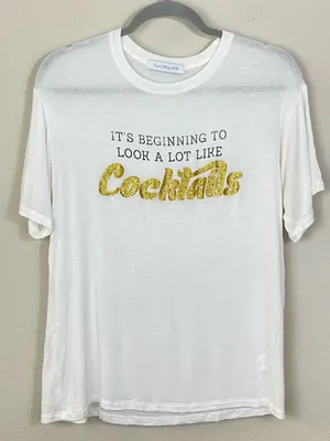Daydreamer "It's Beginning to Look a Lot Like Cocktails" Glitter Tee Size Small thumbnail 1