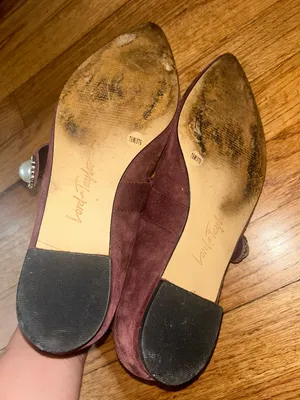 Lord & Taylor Designer Merlot Suede Pointed Mary Jane Flats with Studded Straps thumbnail 6