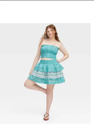 Roller Rabbit x Target Women's Garden Floral Smocked Peplum Tank Top and skirt thumbnail 4