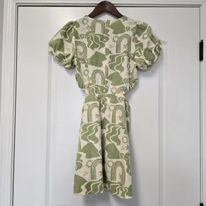 Show Me Your Mumu Jessa Mini Dress Size Small Green Cream Wedding Guest thumbnail 6