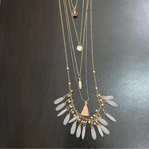 Gold-tone Multi Layered Tassel Beaded Long Necklace thumbnail 8