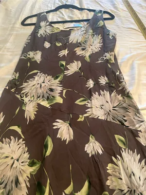Ellen Tracy Paneled Asymmetric-Hem Midi Dress size 8 nwt brown floral lined silk thumbnail 11