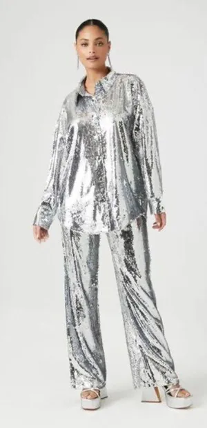 Metallic Sequin Shirt & Pants Set thumbnail 1