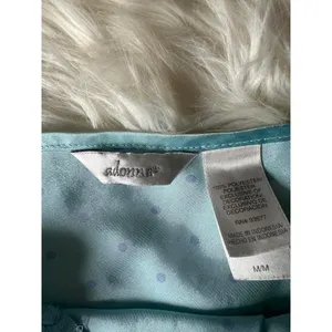 Adonna Light Turquoise Blue Polka Dot Satin Slip Dress with Lace Trim thumbnail 6