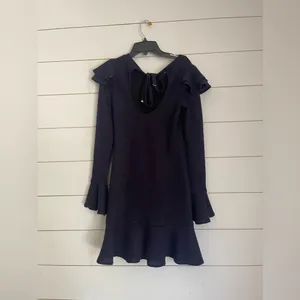 Saylor x Free People Blue Chase Knit Mini Ruffle Sweater Dress Size x-Small thumbnail 6
