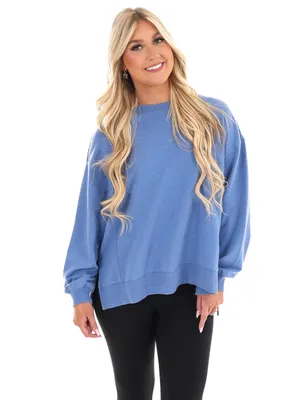 Z-Supply Modern Weekender Relaxed Crewneck Top Mariner Blue thumbnail 2