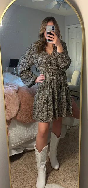 A New Day leopard print long sleeve babydoll dress (Target) thumbnail 1