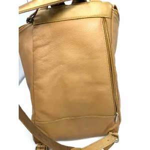 LONGCHAMP Leather‎ Backpack Beige Logo Vintage Bag Rucksack Rare Khaki Brown thumbnail 8