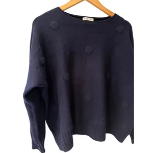 House of Tweed Navy Textured Dot Sweater One Size — Scotland thumbnail 2