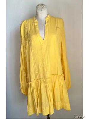 Tuckernuck Pomander Place Yellow Ophelia Beaded Cotton Coverup Dress Boho Small thumbnail 2