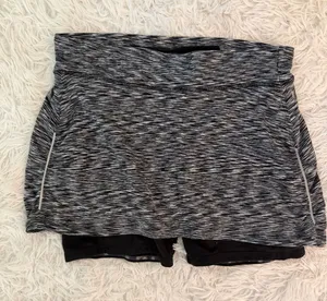 Athleta Run Skort Black Gray Marled Athletic Running Tennis Skirt Shorts M thumbnail 1